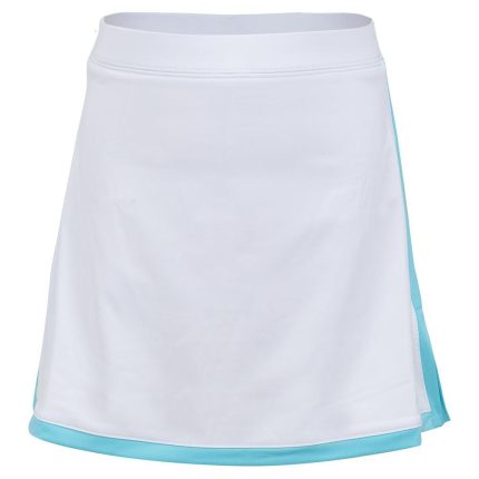 Girls' Border Tennis Skort White and Aqua Trim