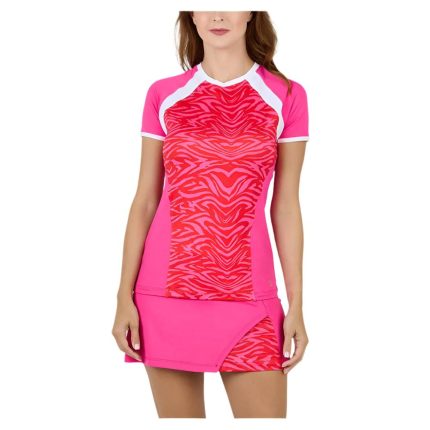 Women's Serendipity Short Sleeve Tennis Top Pink Zebra
