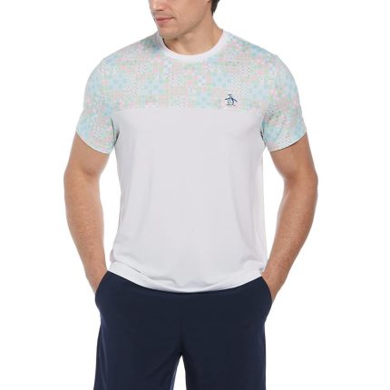 Men's Short Sleeve Performance Checkerboard Block Tennis Crew