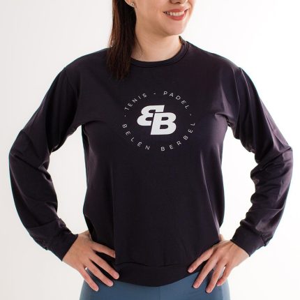 Women`s Dark Tennis Sweatshirt Black and White