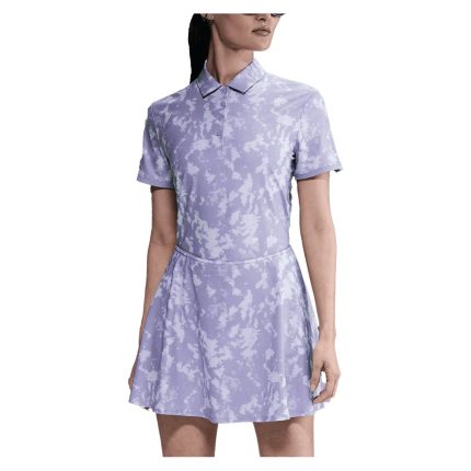 Women`s Dri-FIT Victory Short Sleeve Print Tennis Polo Lilac Ice and White