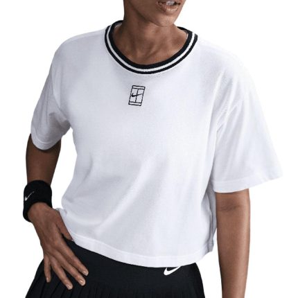 Women`s Dri-Fit Short Sleeve Cropped Tennis Top White