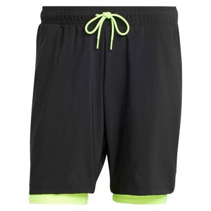 Men`s Club 2in1 Tennis Shorts Black and Lucid Lemon