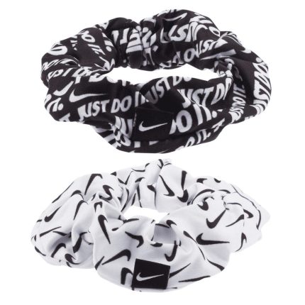 Women`s Gathered Hair Ties (2 Pack) White and Black